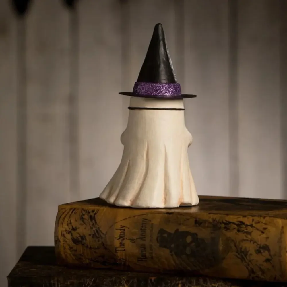 Bethany Lowe Witchy Ghost With Pumpkin Bucket & Witch Hat Halloween Figure New